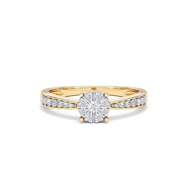 Masami Diamond Engagement Ring 0.20ct Pave Set in 9K Yellow Gold - 360 View