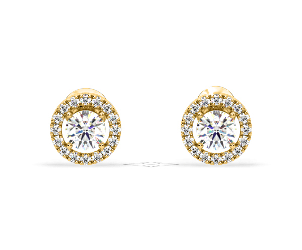 Ella Lab Diamond Halo Earrings 1.34ct in 18K Yellow Gold F/VS1 - 360 View