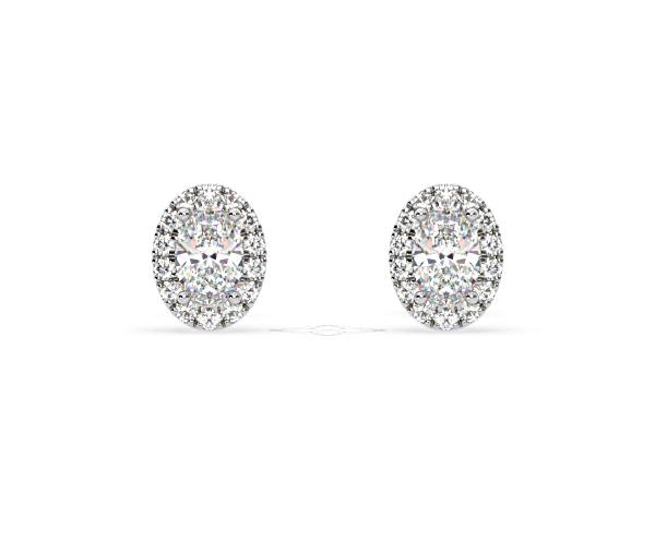 Georgina Oval Lab Diamond Halo Earrings 2.45ct in 18K White Gold F/VS1 - 360 View