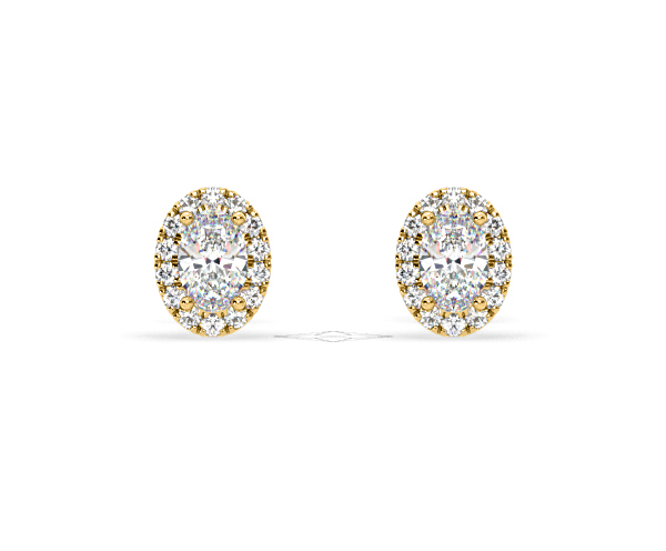 Georgina Oval Lab Diamond Halo Earrings 2.45ct in 18K Yellow Gold F/VS1 - 360 View