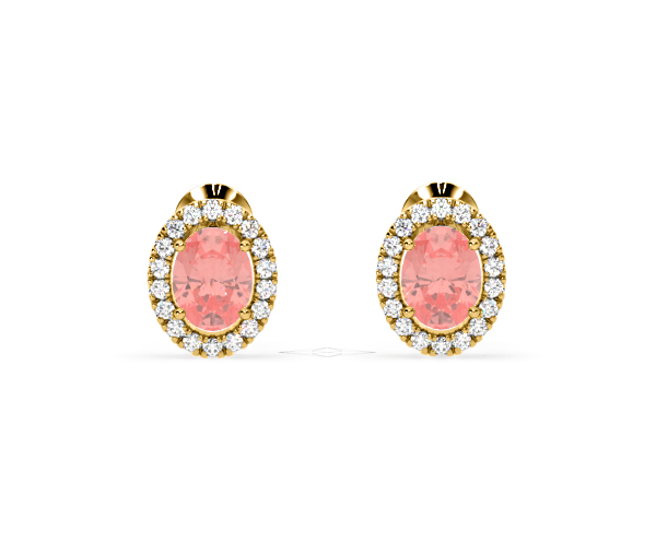 Georgina Pink Lab Diamond 2.45ct Oval Halo Earrings in 18K Gold - Elara Collection - 360 View