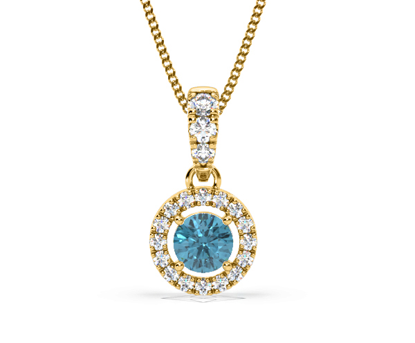 Ella Blue Lab Diamond 0.71ct Pendant Necklace in 18K Yellow Gold - Elara Collection - 360 View