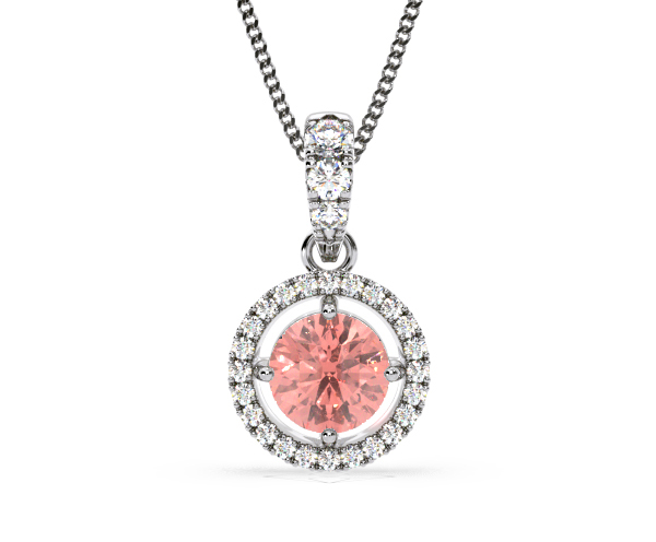 Ella Pink Lab Diamond 1.38ct Pendant Necklace in 18K White Gold - Elara Collection - 360 View