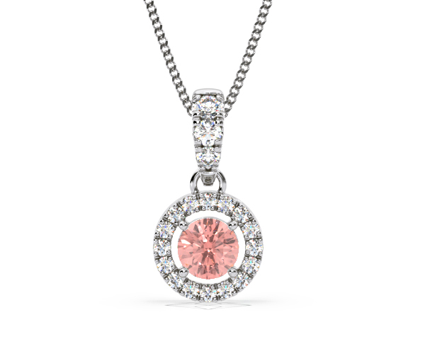 Ella Pink Lab Diamond 0.71ct Pendant Necklace in 18K White Gold - Elara Collection - 360 View