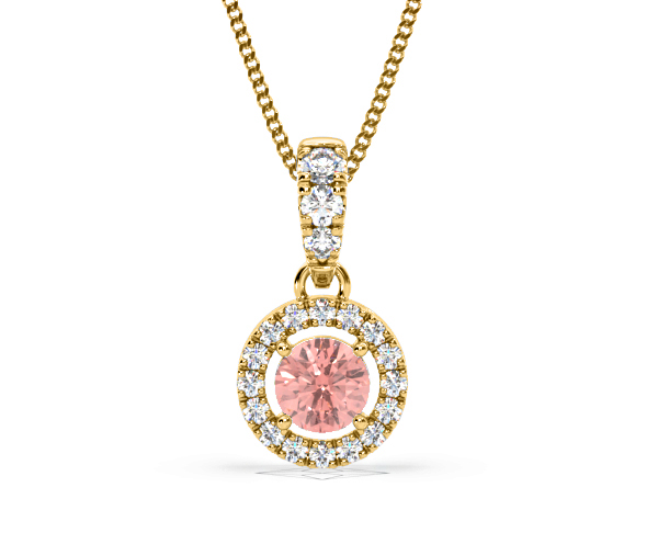 Ella Pink Lab Diamond 0.71ct Pendant Necklace in 18K Yellow Gold - Elara Collection - 360 View