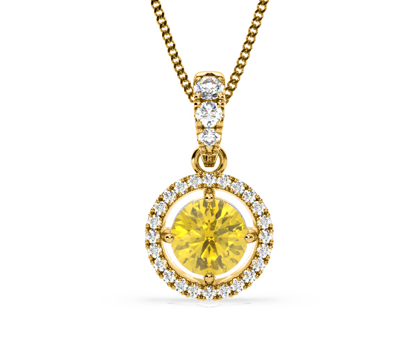 Ella Yellow Lab Diamond 1.38ct Pendant Necklace in 18K Yellow Gold - Elara Collection - 360 View