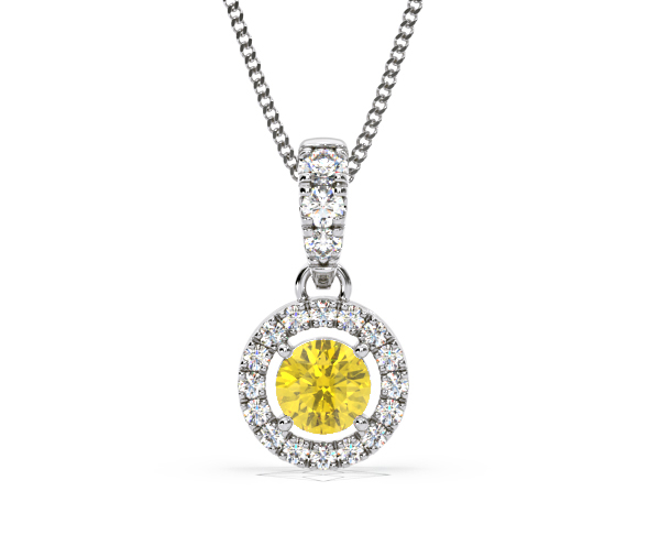Ella Yellow Lab Diamond 0.71ct Pendant Necklace in 18K White Gold - Elara Collection - 360 View