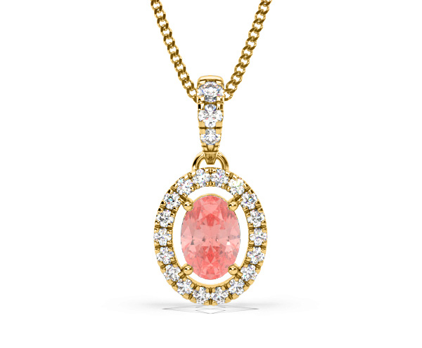 Georgina Pink Lab Diamond Oval Halo Necklace 0.70ct in 18KGold - Elara Collection - 360 View