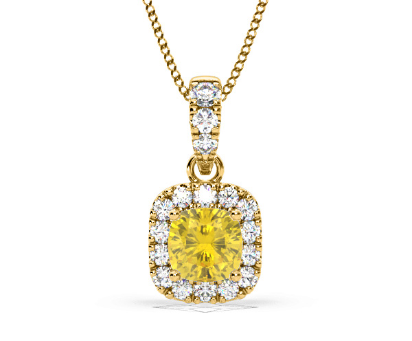 Beatrice Yellow Lab Diamond Cushion Cut Necklace 0.70ct in 18K Gold - Elara Collection - 360 View