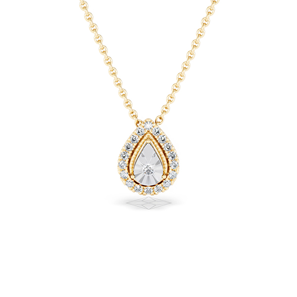 Masami Lab Diamond Pear Halo Necklace 0.10ct Pave Set in 18K Gold Vermeil - 360 View