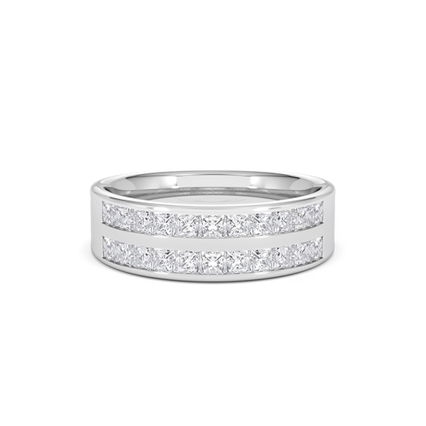 Holly Diamond Double Row Princess Cut Eternity Ring - 1.00ct H/SI in 18K White Gold - 360 View