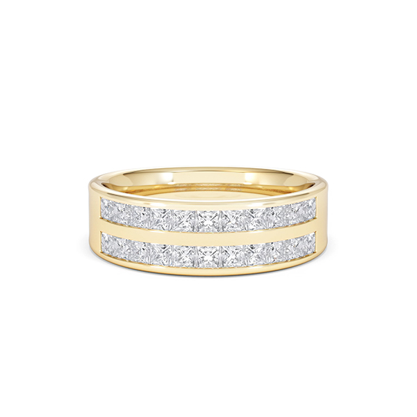 Holly Diamond Double Row Princess Cut Eternity Ring - 1.00ct H/SI in 18K Gold - 360 View