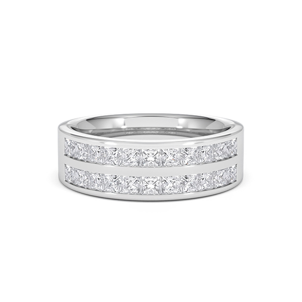 Holly Diamond Double Row Princess Cut Eternity Ring - 1.50ct H/SI in 18K White Gold - 360 View