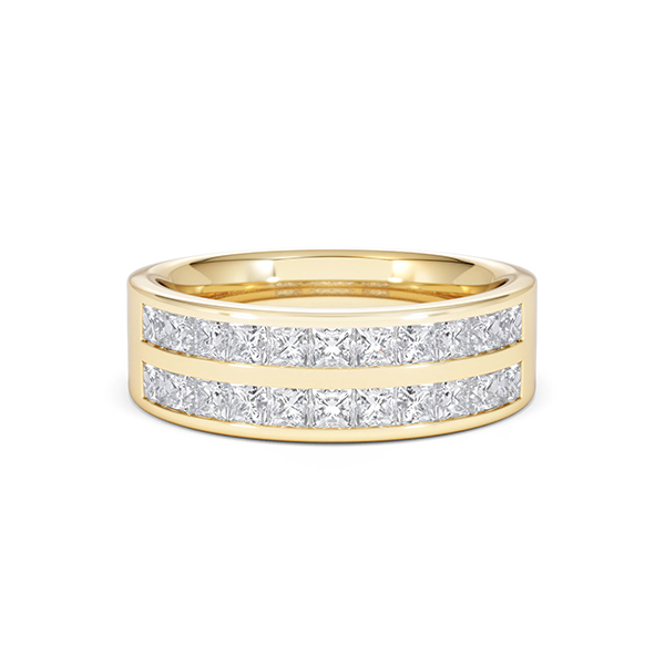 Holly Diamond Double Row Princess Cut Eternity Ring - 1.50ct H/SI in 18K Gold - 360 View