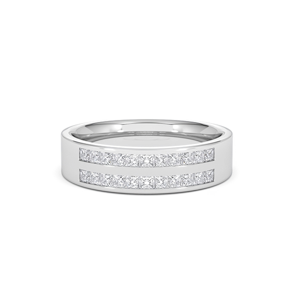 Holly Diamond Double Row Princess Cut Eternity Ring - 0.50ct H/SI in 18K White Gold - 360 View