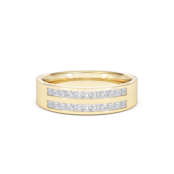 Holly Diamond Double Row Princess Cut Eternity Ring - 0.50ct H/SI in 18K Gold - 360 View