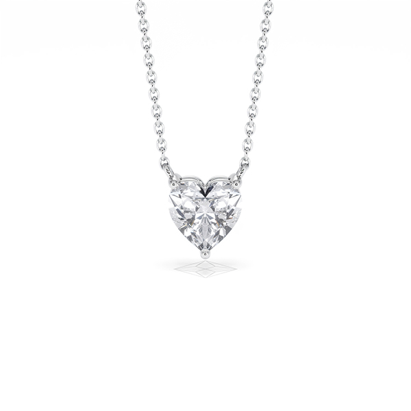 Wanderlust Floating Heart Cut Lab Diamond Solitaire Necklace 1.00ct H/SI in 9K White Gold - 360 View