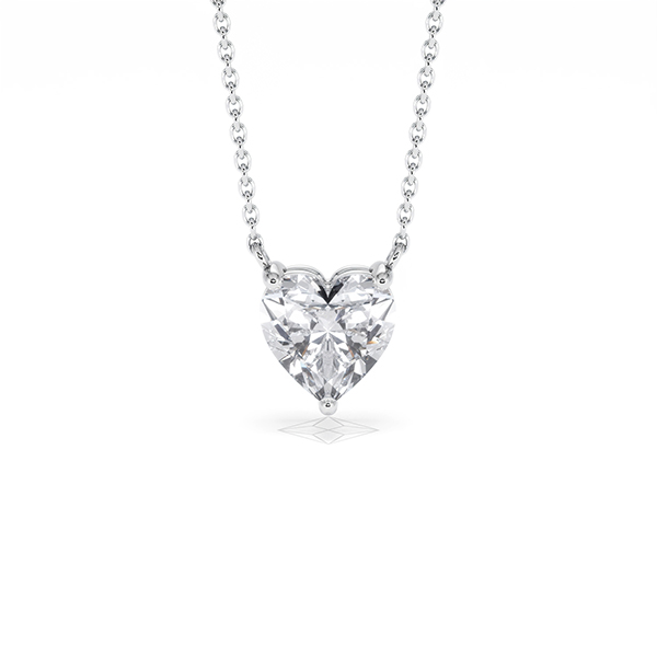 Wanderlust Floating Heart Cut Lab Diamond Solitaire Necklace 1.50ct H/SI in 9K White Gold - 360 View