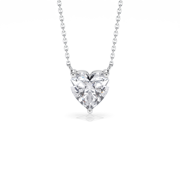 Wanderlust Floating Heart Cut Lab Diamond Solitaire Necklace 2.00ct H/SI in 9K White Gold - 360 View