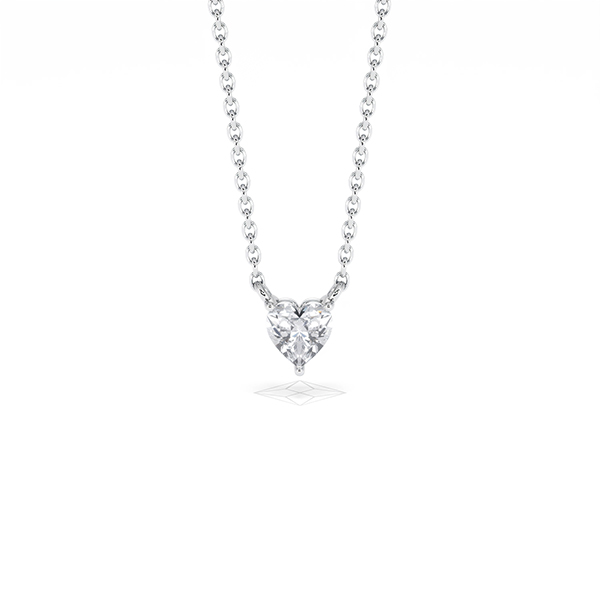 Wanderlust Floating Heart Cut Lab Diamond Solitaire Necklace 0.25ct H/SI in 925 Silver - 360 View