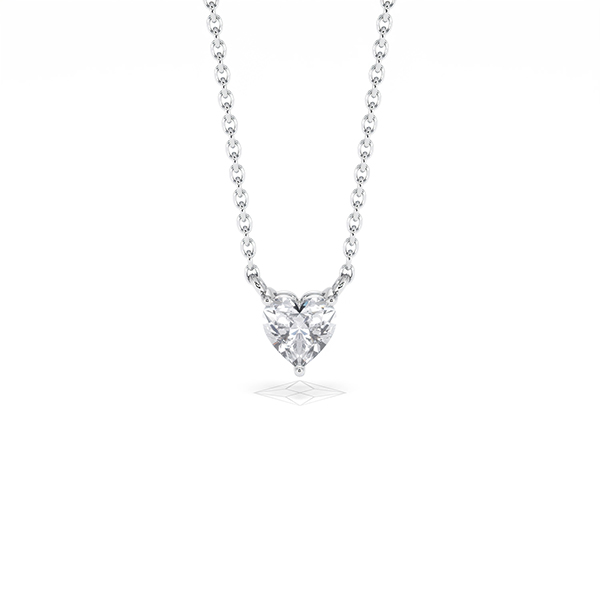 Wanderlust Floating Heart Cut Lab Diamond Solitaire Necklace 0.33ct H/SI in 925 Silver - 360 View