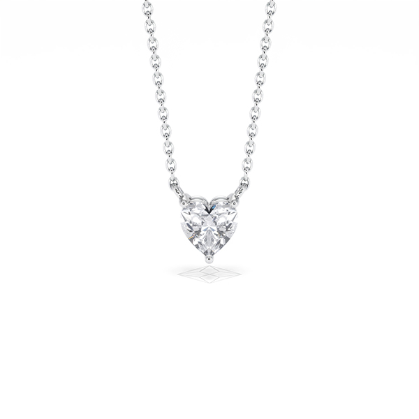 Wanderlust Floating Heart Cut Lab Diamond Solitaire Necklace 0.50ct H/SI in 9K White Gold - 360 View