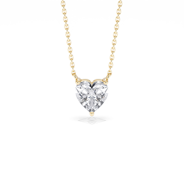 Wanderlust Floating Heart Cut Lab Diamond Solitaire Necklace 1.00ct H/SI in 9K Gold - 360 View