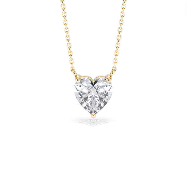 Wanderlust Floating Heart Cut Lab Diamond Solitaire Necklace 1.50ct H/SI in 9K Gold - 360 View