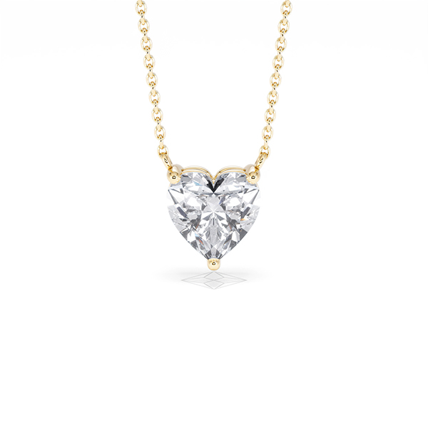 Wanderlust Floating Heart Cut Lab Diamond Solitaire Necklace 2.00ct H/SI in 9K Gold - 360 View