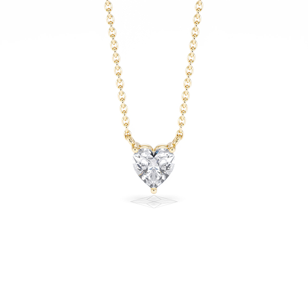 Wanderlust Floating Heart Cut Lab Diamond Solitaire Necklace 0.50ct H/SI in 9K Gold - 360 View