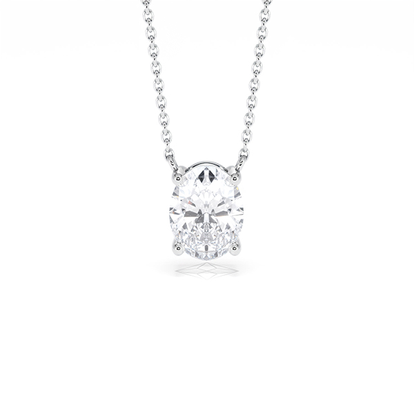 Wanderlust Floating Oval Cut Lab Diamond Solitaire Necklace 1.50ct H/SI in 9K White Gold - 360 View