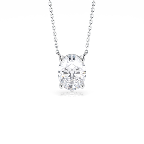 Wanderlust Floating Oval Cut Lab Diamond Solitaire Necklace 2.00ct H/SI in 9K White Gold - 360 View