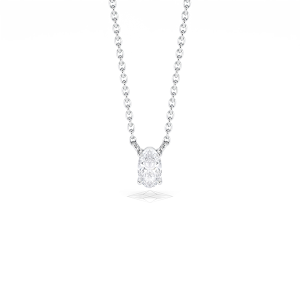 Wanderlust Floating Oval Cut Lab Diamond Solitaire Necklace 0.25ct H/SI in 925 Silver - 360 View