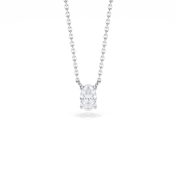 Wanderlust Floating Oval Cut Lab Diamond Solitaire Necklace 0.33ct H/SI in 925 Silver - 360 View