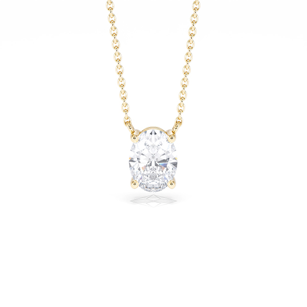 Wanderlust Floating Oval Cut Lab Diamond Solitaire Necklace 1.00ct H/SI in 9K Gold - 360 View