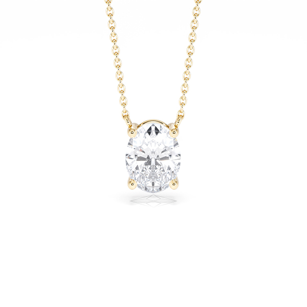 Wanderlust Floating Oval Cut Lab Diamond Solitaire Necklace 1.50ct H/SI in 9K Gold - 360 View