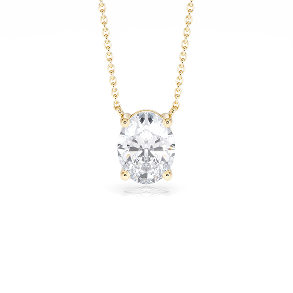 Wanderlust Floating Oval Cut Lab Diamond Solitaire Necklace 2.00ct H/SI in 9K Gold - 360 View