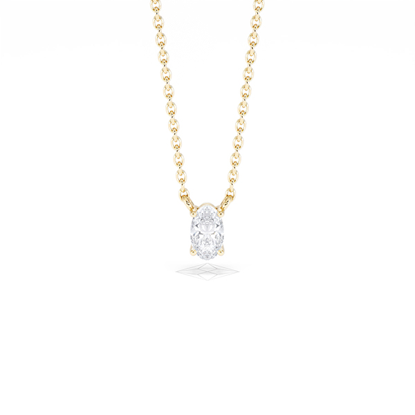 Wanderlust Floating Oval Cut Lab Diamond Solitaire Necklace 0.25ct H/SI in 18K Gold Vermeil - 360 View