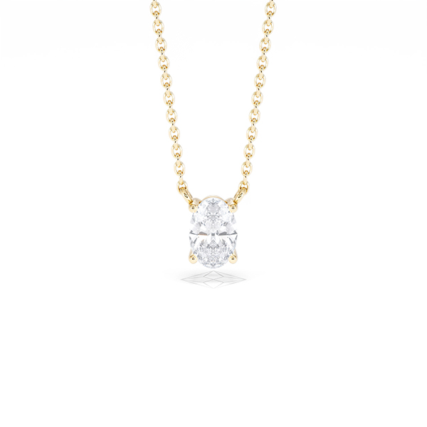 Wanderlust Floating Oval Cut Lab Diamond Solitaire Necklace 0.50ct H/SI in 9K Gold - 360 View