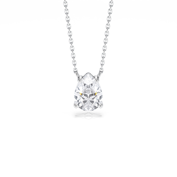 Wanderlust Floating Pear Cut Lab Diamond Solitaire Necklace 1.00ct H/Si in 9K White Gold - 360 View