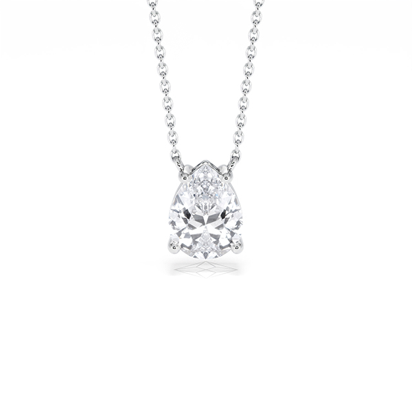 Wanderlust Floating Pear Cut Lab Diamond Solitaire Necklace 1.50ct H/Si in 9K White Gold - 360 View