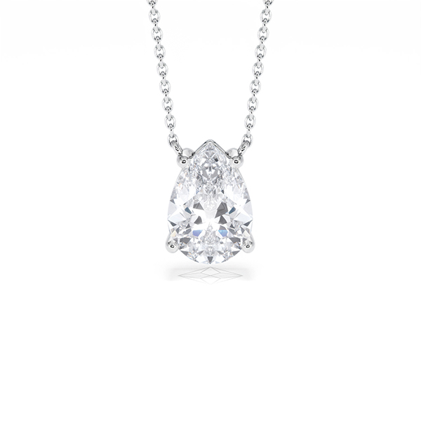 Wanderlust Floating Pear Cut Lab Diamond Solitaire Necklace 2.00ct H/SI in 9K White Gold - 360 View