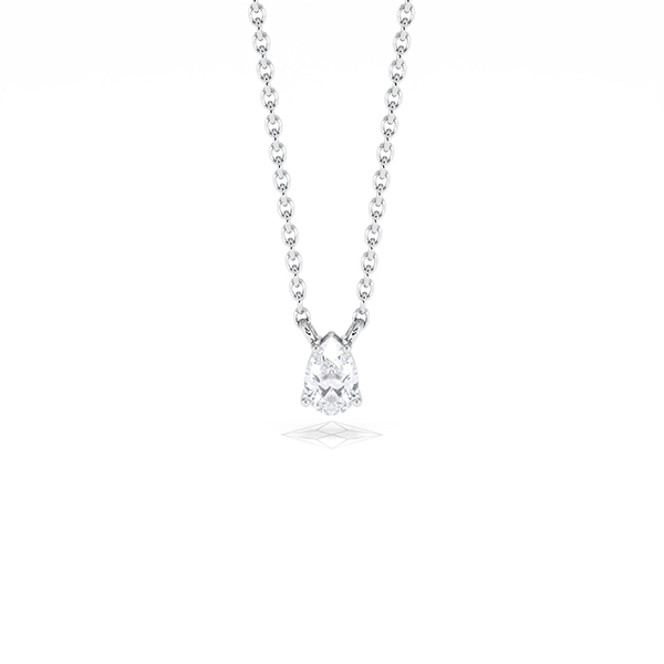 Wanderlust Floating Pear Cut Lab Diamond Solitaire Necklace 0.25ct H/SI in 925 Silver - 360 View