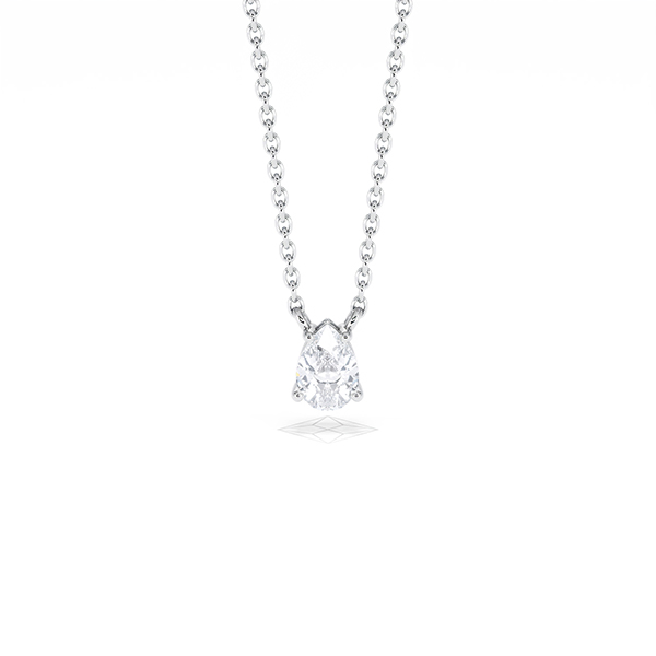 Wanderlust Floating Pear Cut Lab Diamond Solitaire Necklace 0.33ct H/SI in 925 Silver - 360 View