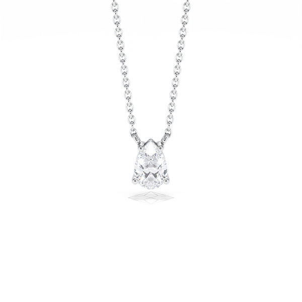 Wanderlust Floating Pear Cut Lab Diamond Solitaire Neclace in 0.50ct H/SI 9K White Gold - 360 View