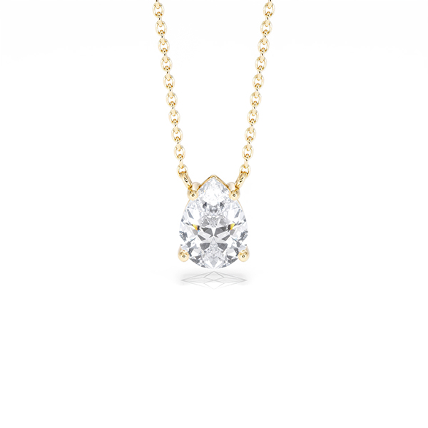 Wanderlust Floating Pear Cut Lab Diamond Solitaire Necklace 1.00ct H/SI in 9K Gold - 360 View