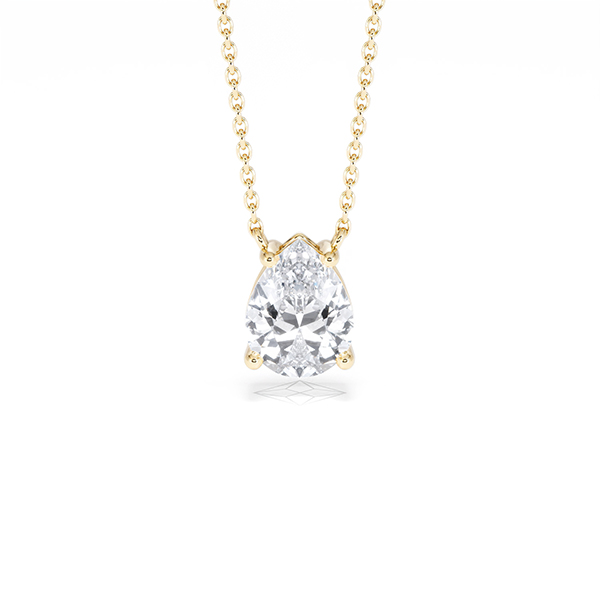 Wanderlust Floating Pear Cut Lab Diamond Solitaire Necklace 1.50ct H/SI in 9K Gold - 360 View