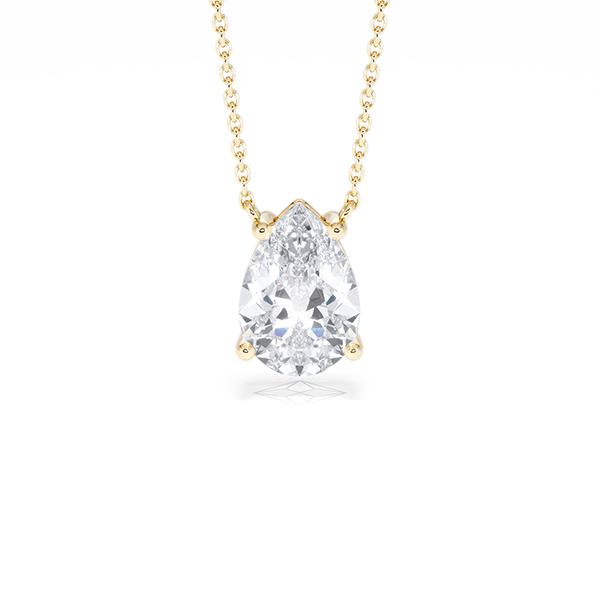 Wanderlust Floating Pear Cut Lab Diamond Solitaire Necklace 2.00ct H/SI in 9K Gold - 360 View