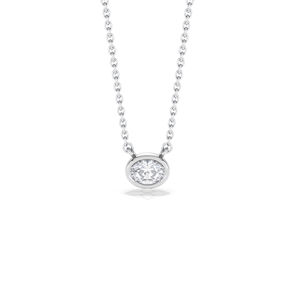 Horizon Oval Cut Lab Diamond Solitaire Necklace 0.25ct H/SI in 925 Silver - 360 View