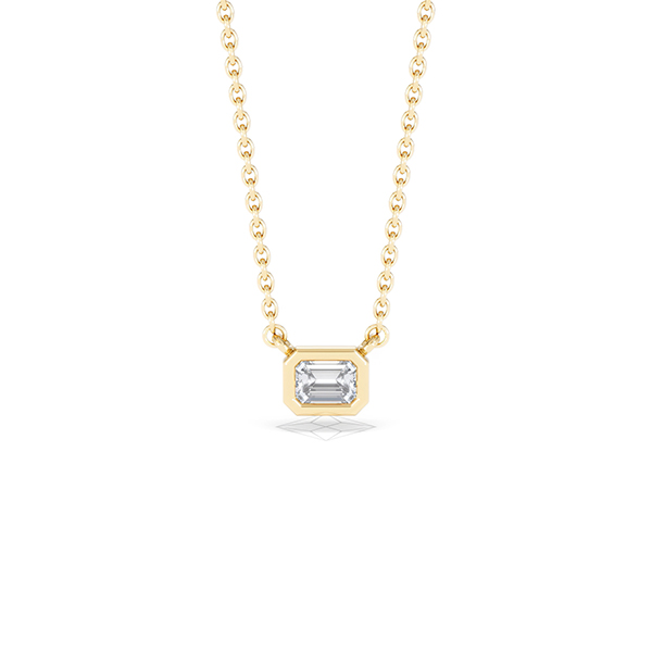 Horizon Emerald Cut Lab Diamond Solitaire Necklace 0.25ct H/SI in 18k Gold Vermeil - 360 View